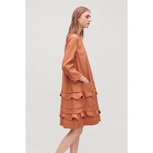 COS Scallop-trim Layered Dress In Orange